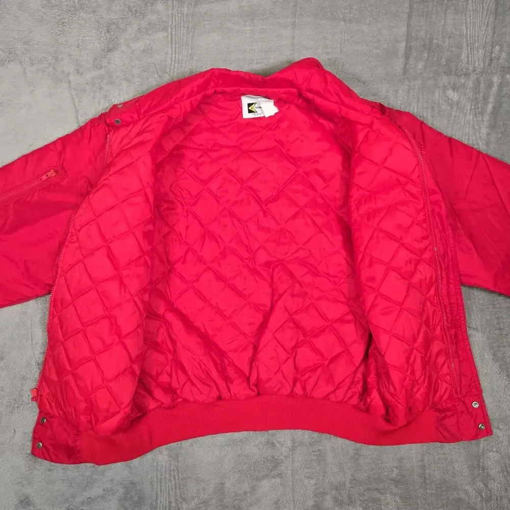 Vintage K Brand Lucas Oil Racing Jacket USA XL Red Quilted Nylon